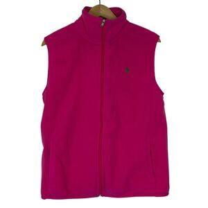 Polo Golf Ralph Lauren Bright Barbie Pink Fleece Preppy Spring Full Zip Vest